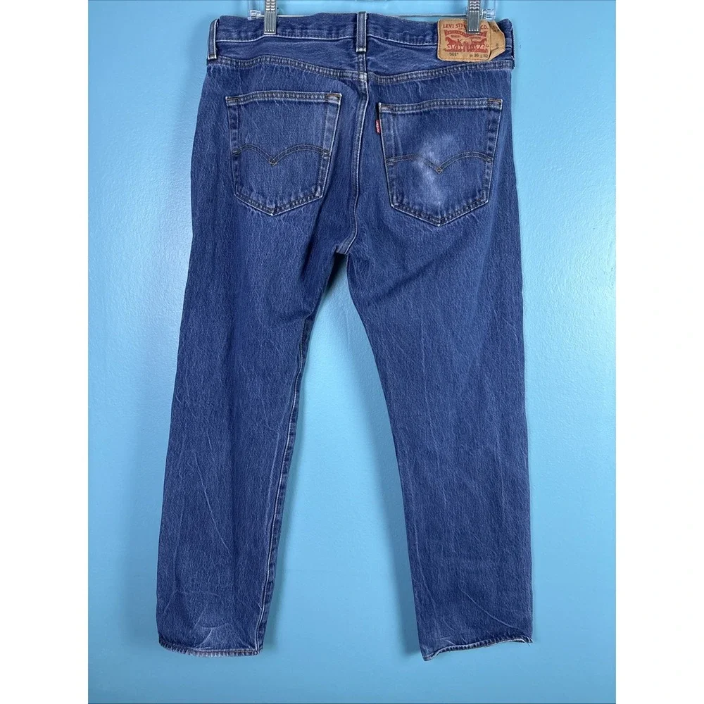 Levis 501 Jeans Mens 36x32 Blue Button Fly Denim Pants Faded Workwear Original
